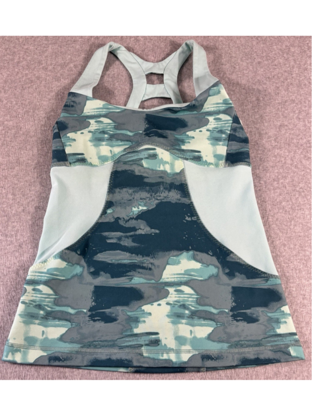 The North Face FlashDry Tank Top Womens M Blue Gray Racerback Shelf Bra Active